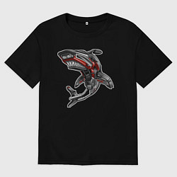 Футболка оверсайз мужская Мото акула, цвет: черный