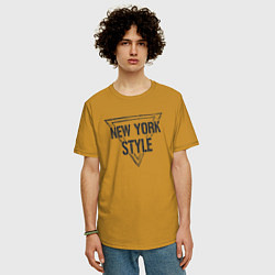 Футболка оверсайз мужская USA - New York, цвет: горчичный — фото 2