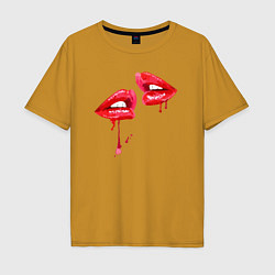 Футболка оверсайз мужская Sexy lips, цвет: горчичный