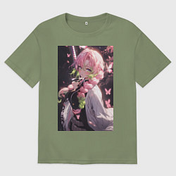 Футболка оверсайз мужская Клинок, рассекающий демонов Мицури Канродзи столп, цвет: авокадо