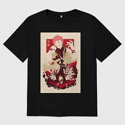 Футболка оверсайз мужская Магическая битва Сукуна Рёмэн король арт, цвет: черный