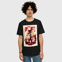 Футболка оверсайз мужская Магическая битва Сукуна Рёмэн король арт, цвет: черный — фото 2