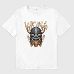 Футболка оверсайз мужская Шлем викинга, цвет: белый