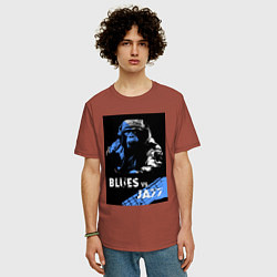 Футболка оверсайз мужская Блюз против джаза, цвет: кирпичный — фото 2