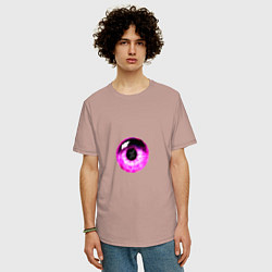 Футболка оверсайз мужская Фиолетовый глаз, цвет: пыльно-розовый — фото 2