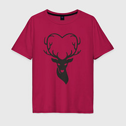 Футболка оверсайз мужская Love deer, цвет: маджента