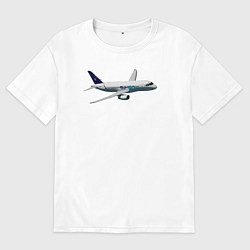 Футболка оверсайз мужская Опытный самолет SJ-100 ВС 95005, цвет: белый