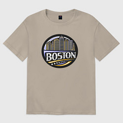 Футболка оверсайз мужская Boston - USA, цвет: миндальный