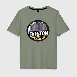 Футболка оверсайз мужская Boston - USA, цвет: авокадо