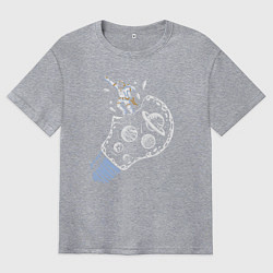 Футболка оверсайз мужская Космос в лампочке, цвет: меланж