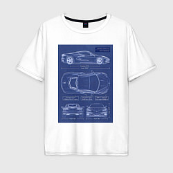 Футболка оверсайз мужская Chevrolet Corvette чертеж, цвет: белый