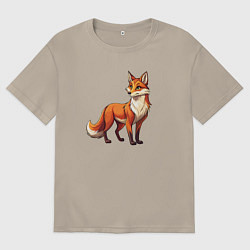 Футболка оверсайз мужская Внимательная лиса, цвет: миндальный