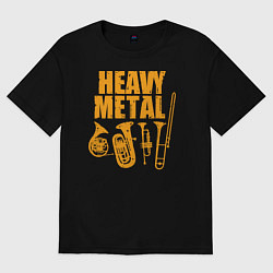 Футболка оверсайз мужская Heavy metal - медные духовые, цвет: черный