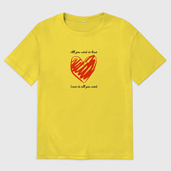Футболка оверсайз мужская All need love, цвет: желтый