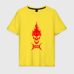 Футболка оверсайз мужская Rock красный череп, цвет: желтый