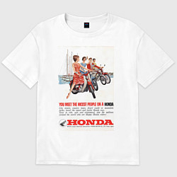 Футболка оверсайз мужская Honda мотоцикл, цвет: белый