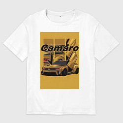 Футболка оверсайз мужская Chevrolet Camaro авто, цвет: белый