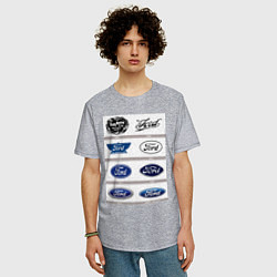 Футболка оверсайз мужская Ford логотип, цвет: меланж — фото 2