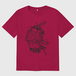 Футболка оверсайз мужская Человек-бензопила Денджи Макима, цвет: маджента