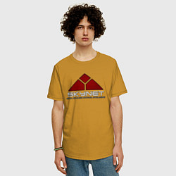 Футболка оверсайз мужская Skynet - cyberdyne, цвет: горчичный — фото 2