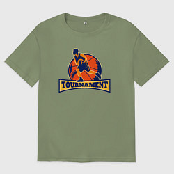 Футболка оверсайз мужская Турнир по баскету, цвет: авокадо