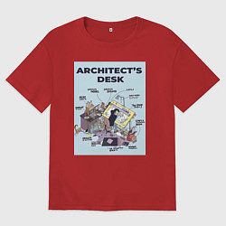 Футболка оверсайз мужская Будни архитектора, цвет: красный