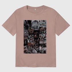 Футболка оверсайз мужская Художник коллаж, цвет: пыльно-розовый