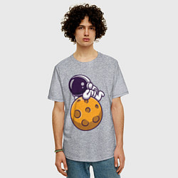 Футболка оверсайз мужская Отдых на Луне, цвет: меланж — фото 2