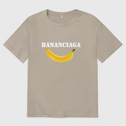 Футболка оверсайз мужская Банан и надпись банансиага, цвет: миндальный