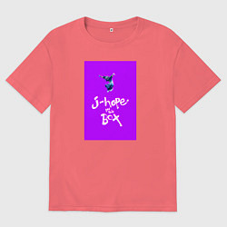 Футболка оверсайз мужская J-hope in the box - K-pop, цвет: коралловый