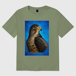 Футболка оверсайз мужская Портрет футбольного сокола, цвет: авокадо