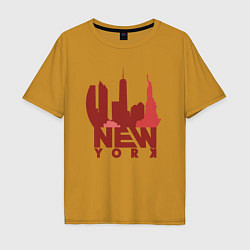 Футболка оверсайз мужская New York red, цвет: горчичный