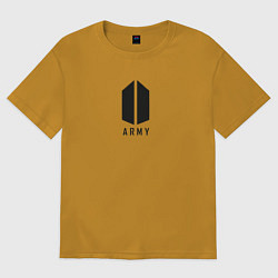 Футболка оверсайз мужская BTS Army black, цвет: горчичный