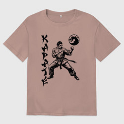 Футболка оверсайз мужская Karate fighter, цвет: пыльно-розовый