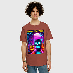 Футболка оверсайз мужская Minecraft and halloween- vaporwave, цвет: кирпичный — фото 2