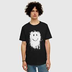 Футболка оверсайз мужская Стекающий смайлик, цвет: черный — фото 2