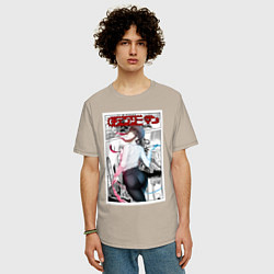 Футболка оверсайз мужская Человек-бензопила Makima Макима, цвет: миндальный — фото 2