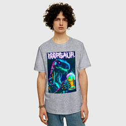 Футболка оверсайз мужская Neon cyber beersaur - neon glow fantasy, цвет: меланж — фото 2