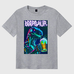 Футболка оверсайз мужская Neon cyber beersaur - neon glow fantasy, цвет: меланж