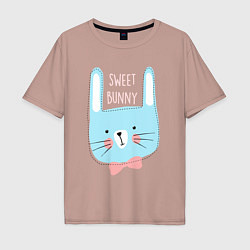 Футболка оверсайз мужская Sweet bunny, цвет: пыльно-розовый