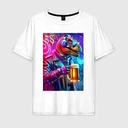 Футболка оверсайз мужская Dude beersaur - neon glow, цвет: белый