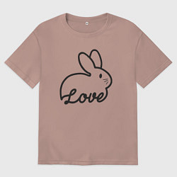 Футболка оверсайз мужская Bunny lover, цвет: пыльно-розовый