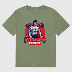 Футболка оверсайз мужская Фитнес центр, цвет: авокадо