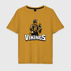 Футболка оверсайз мужская Vikings team, цвет: горчичный