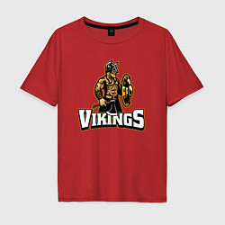 Футболка оверсайз мужская Vikings team, цвет: красный