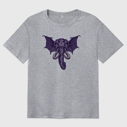 Футболка оверсайз мужская Слон ктулху, цвет: меланж