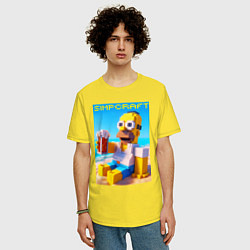 Футболка оверсайз мужская Minecraft and Simpsons collaboration - ai art, цвет: желтый — фото 2