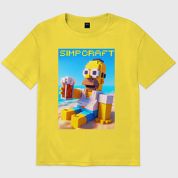 Футболка оверсайз мужская Minecraft and Simpsons collaboration - ai art, цвет: желтый