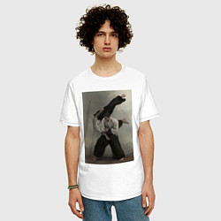 Футболка оверсайз мужская Айкидо бросок, цвет: белый — фото 2