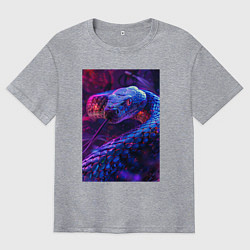 Футболка оверсайз мужская Неоновая змея, цвет: меланж